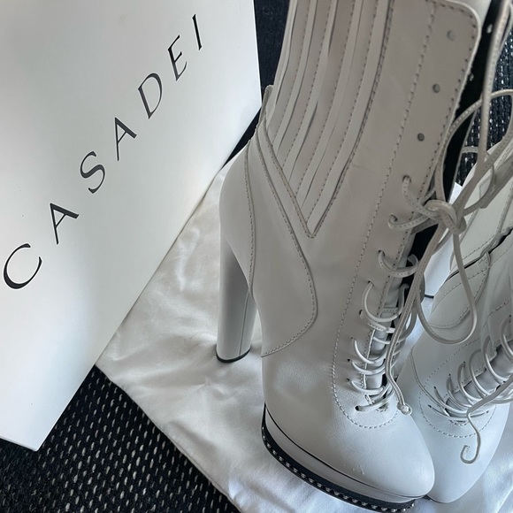 White Casadei Boots bootie Lace up with inner zipper 39 - Picture 5 of 6